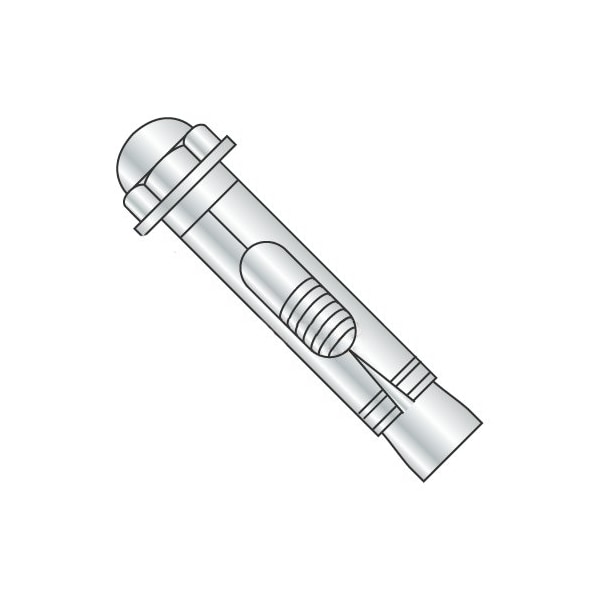 Newport Fasteners Sleeve Anchor, 1/4" Dia., 1-3/8" L, Steel Zinc Plated, 100 PK 126837 - main